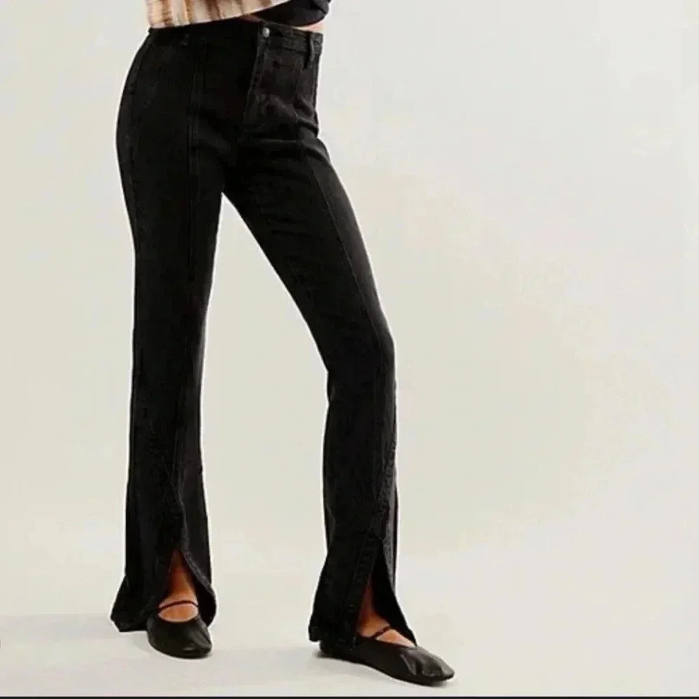 We the Free CRVY Mona High Rise Flare Jeans black jeans split ankle jeans